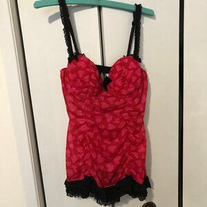 La Senza Ladies Red And Black Chemise Size Large